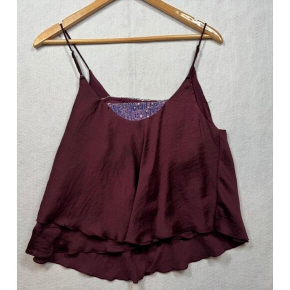 Intimately Free People Turn It On Sequined Cami Tank Top Flowy Plum Women's M - Picture 4 of 8